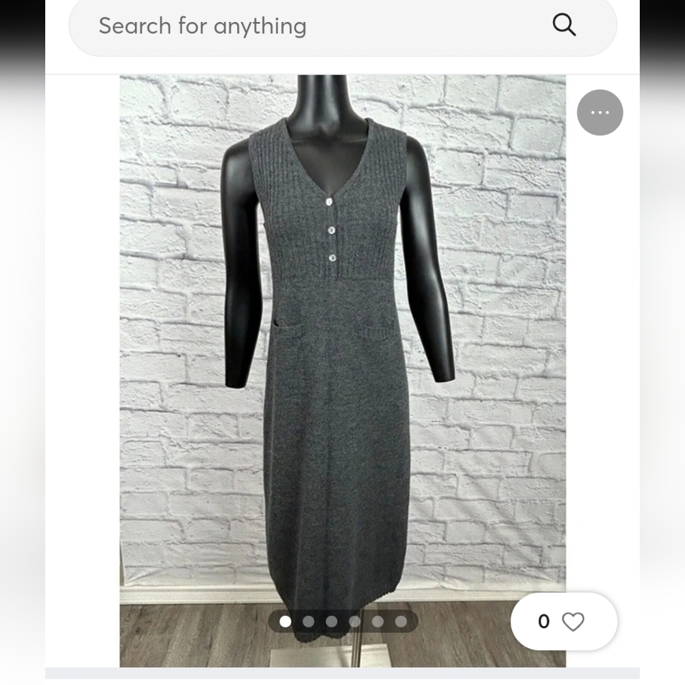 The Territory Ahead Sleeveless Button grey wool Knit Ribbed dress Women size (S)